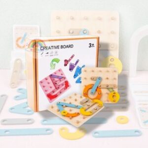 Creative Board Shapes / Mainan Edukasi Kayu Wooden Board Shapes / Pillar Montessori Kreativitas Untuk Anak