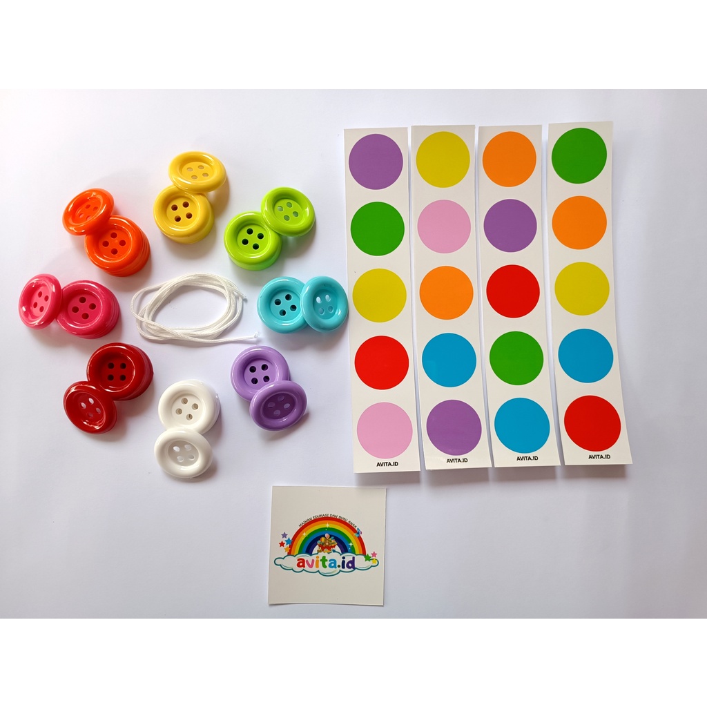 Kancing jumbo | Mainan meronce kancing besar | Kancing warna-warni jumbo 3,5cm | Mainan edukasi montessori 1 Kancing jumbo | Mainan meronce kancing besar | Kancing warna-warni jumbo 3,5cm | Mainan edukasi montessori