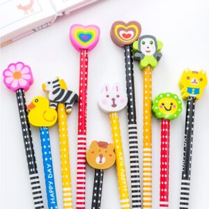 Pensil Penghapus Karakter / Pensil Tulis Motif / Pensil Tulis Murah / Penghapus Pensil Lucu / Pensil Unik Karakter Souvenir