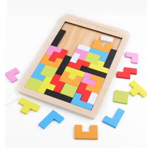 Mainan anak puzzle kayu russian block | wood intellegence tetris edukasi puzzle