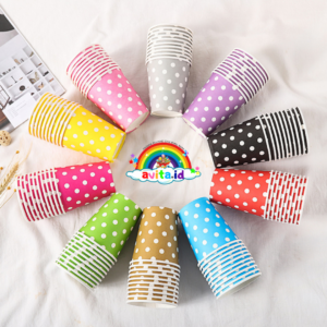 Paper Cup Polkadot / Paper Cup 1pcs / Gelas Polkadot / Gelas Kertas Polkadot
