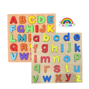 Puzzle Huruf Bangun Datar 3D / Mainan Edukasi Puzzle ABC / Mainan Puzzle Kayu Huruf Untuk Anak Belajar / Chunky Puzzle 3D Huruf Murah