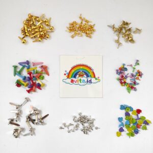 avita.id 1 Biji Paku Belah Besi / Paper Fastener 1 pcs / Paku Belah Besi Pengikat Kertas Bentuk / Brads Paper Fastener Split Pins