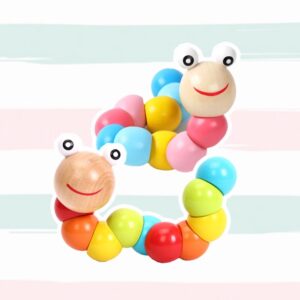 Wooden Caterpillar / Mainan Kayu Ulat / Mainan Motorik Anak / Children Toy Colorful Twisting Caterpillar