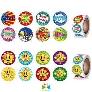 Stiker Rolling 500pcs/Roll / Stiker Mainan Kartun Anak Siswa Smiley Stiker Guru Game Bonus Stiker / Stiker Rolling Kartun Terima kasih
