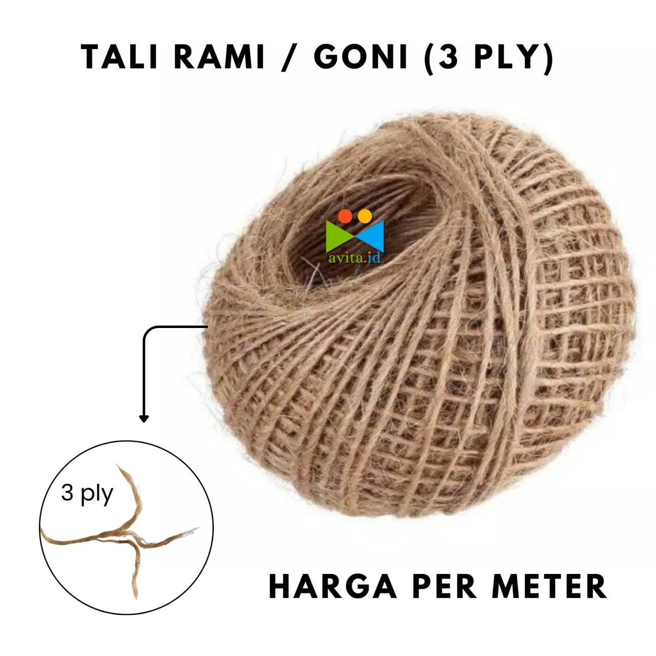[Meteran] Tali Rami 2 ply dan 3 ply / Tali Jerami 2 ply & 3 ply / Tali ...